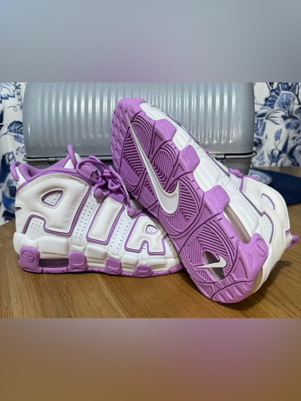 Nike Uptempo White and Purple Women’s Sneakers